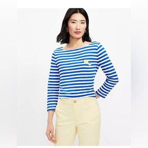 Loft Lemon Stripe Harbor Tee Size L